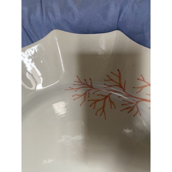 Vintage Zanolli Hand Painted  Bot Fish Platter Made in Italy 15" White Coral - Picture 7 of 10